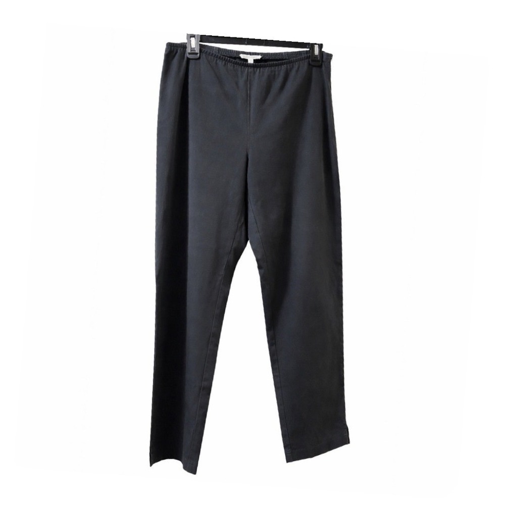 Eileen Fisher Womens Black Elastic Waist Side Zip Ankle Pants Small Lagenlook